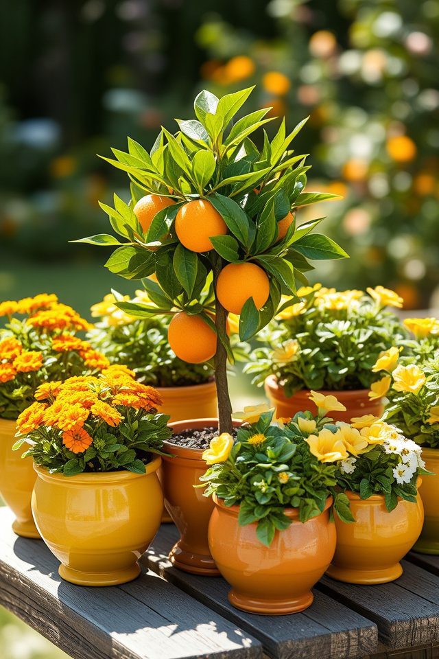 citrus themed vibrant container gardens