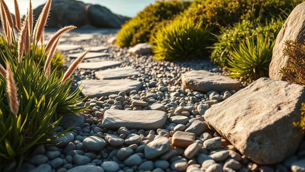 coastal garden stone accents