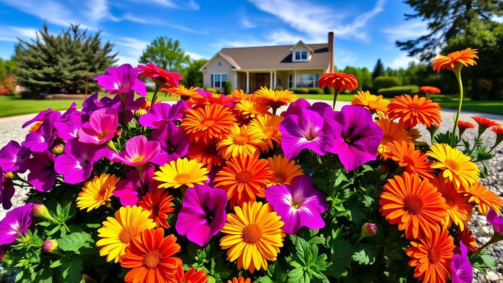 colorful blooms for driveways