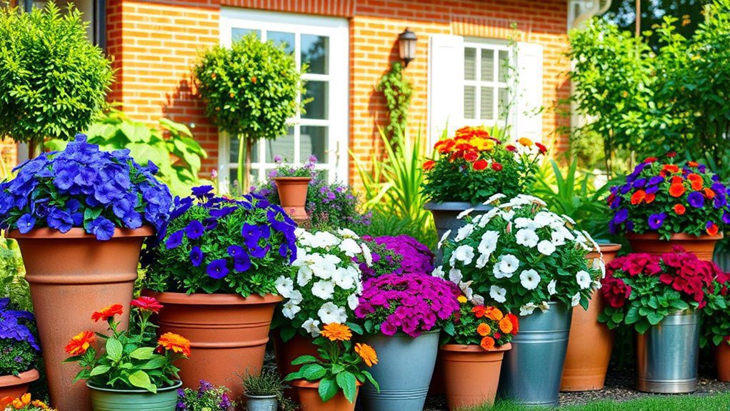 colorful container garden arrangement