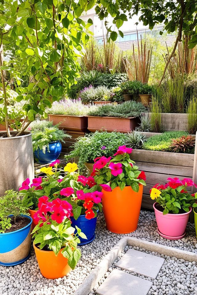 colorful container garden design
