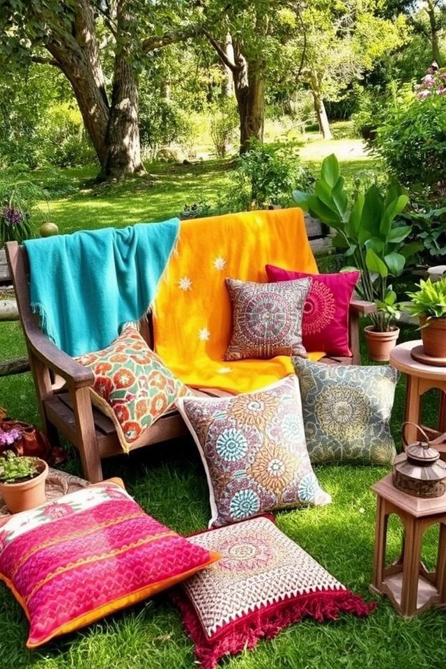 colorful cushions and throws