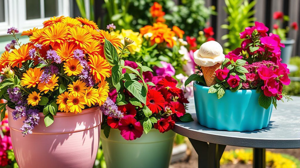 colorful flower container gardens