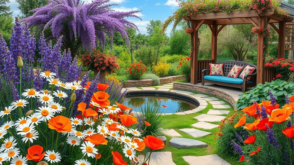 colorful garden oasis retreat