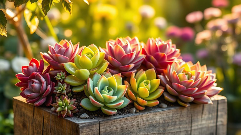 colorful low maintenance succulent displays