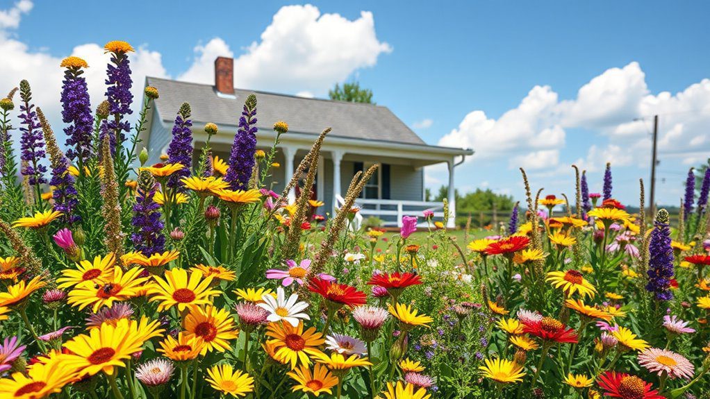 colorful native wildflower hedge