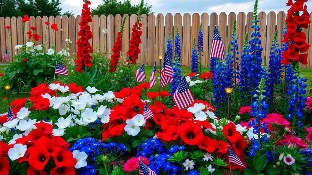 colorful patriotic flower garden