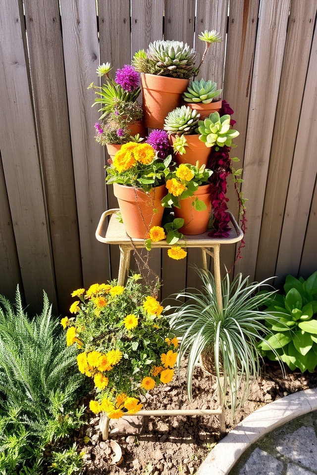 colorful potted plant arrangements