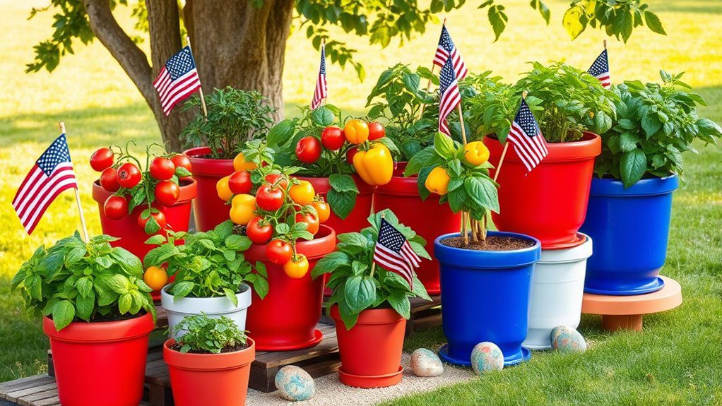 colorful potted vegetable garden
