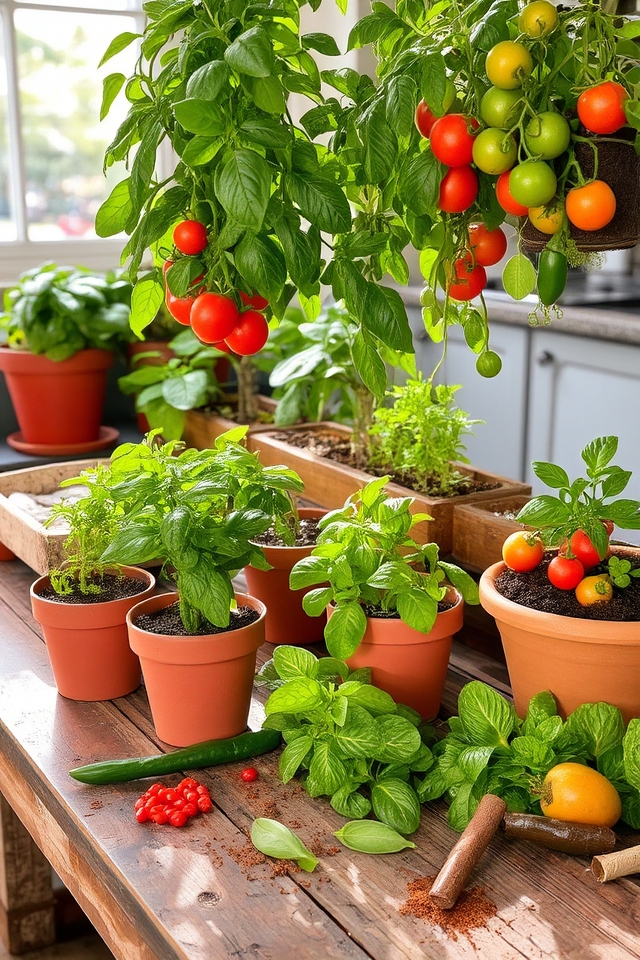 container gardening fresh herbs year round