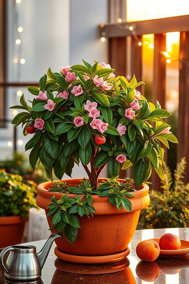 container grown dwarf peaches