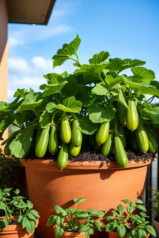 container grown zucchini care