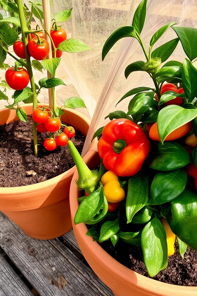 container tomato pepper care