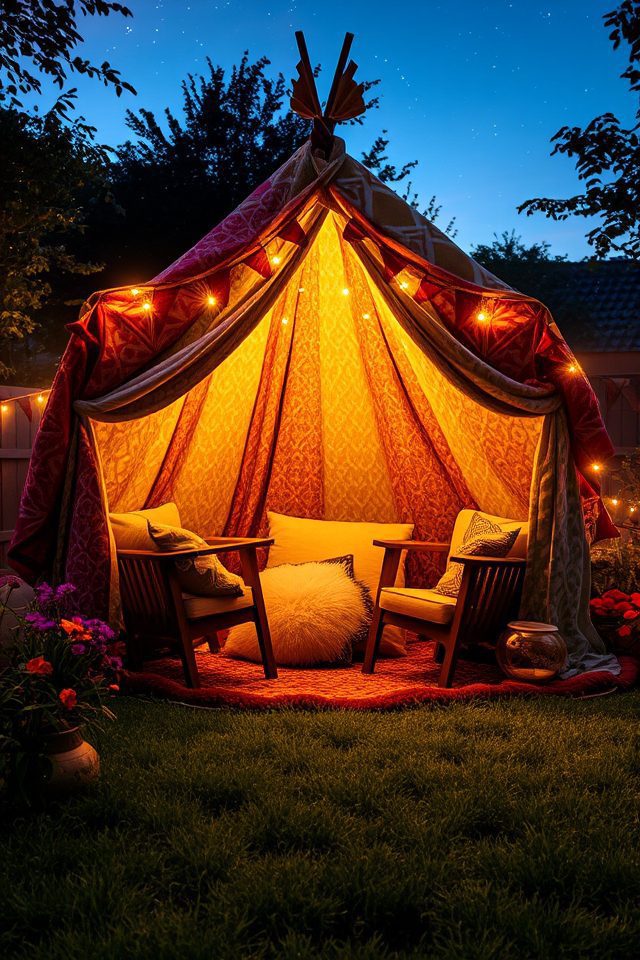 cozy backyard blanket fort