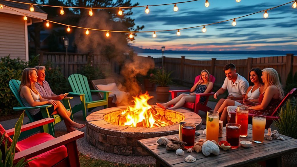 cozy beach themed firepit gatherings