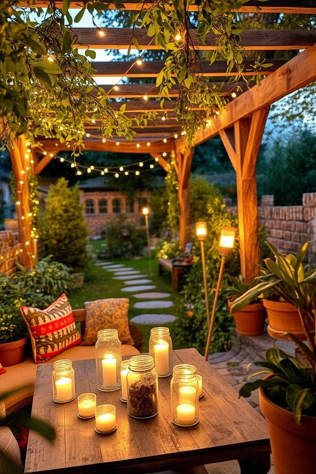 cozy boho garden lighting