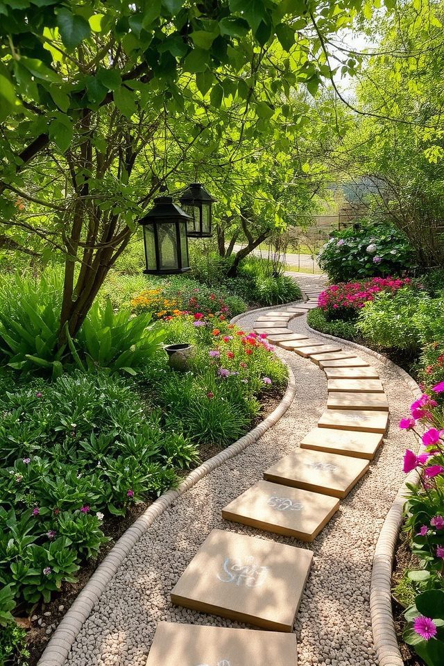 cozy boho garden pathway
