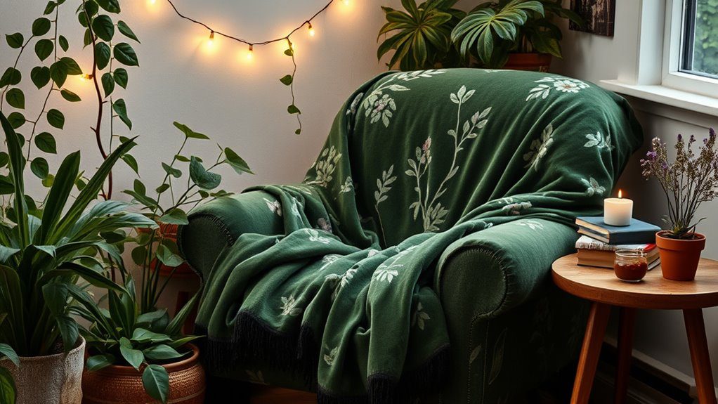 cozy botanical reading nook