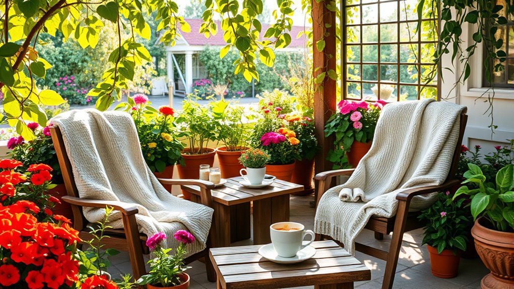 cozy potted plant patio