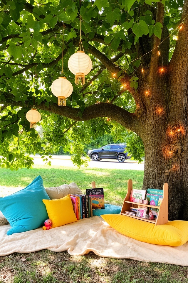 cozy tree reading nook