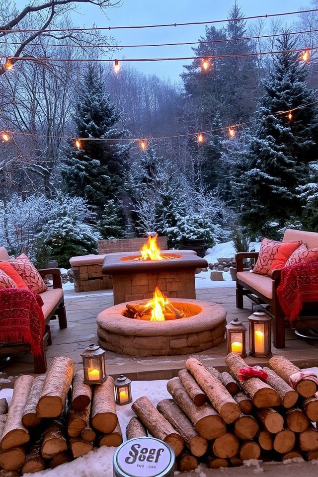 cozy winter fire pit installation