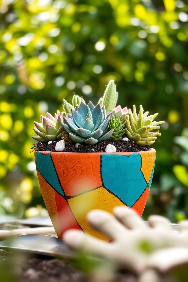 creative succulent arrangement project