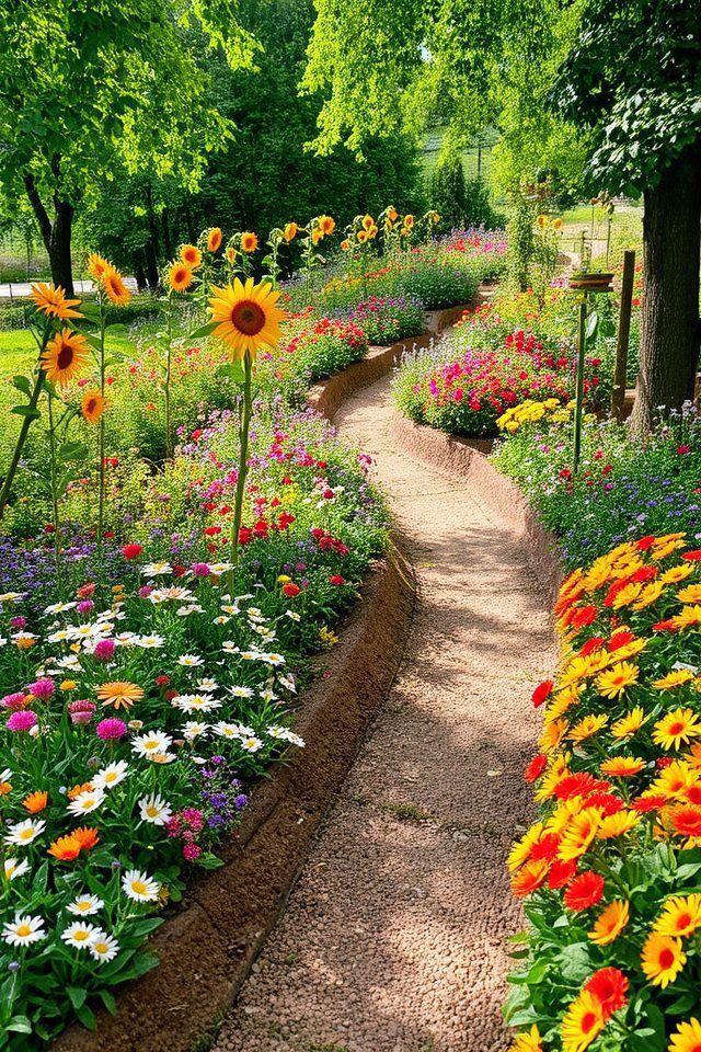 curved flower beds enhance landscapes