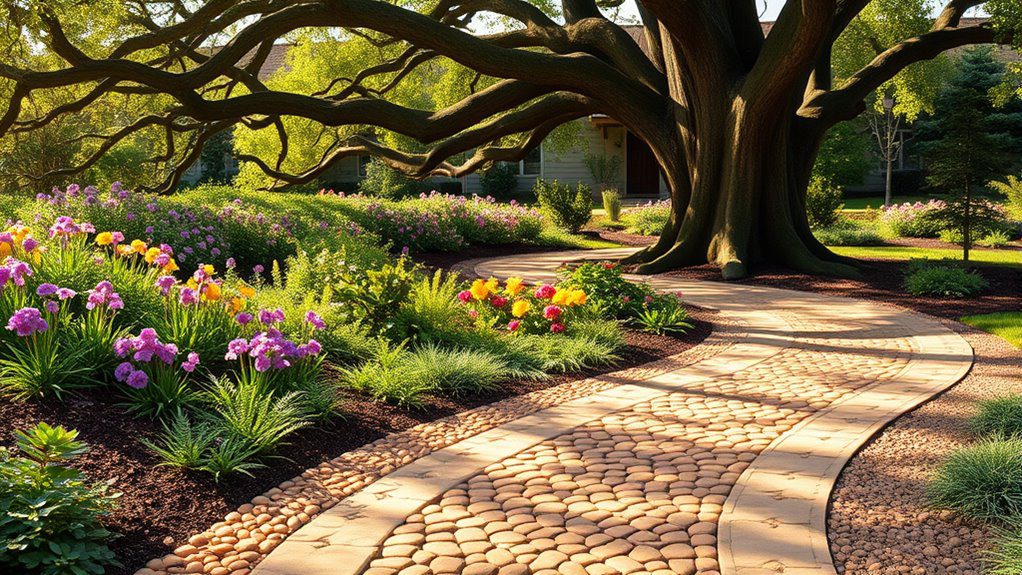 decorative garden tree pathway