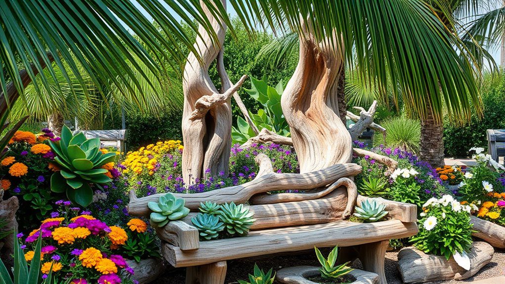 driftwood enhances coastal gardens