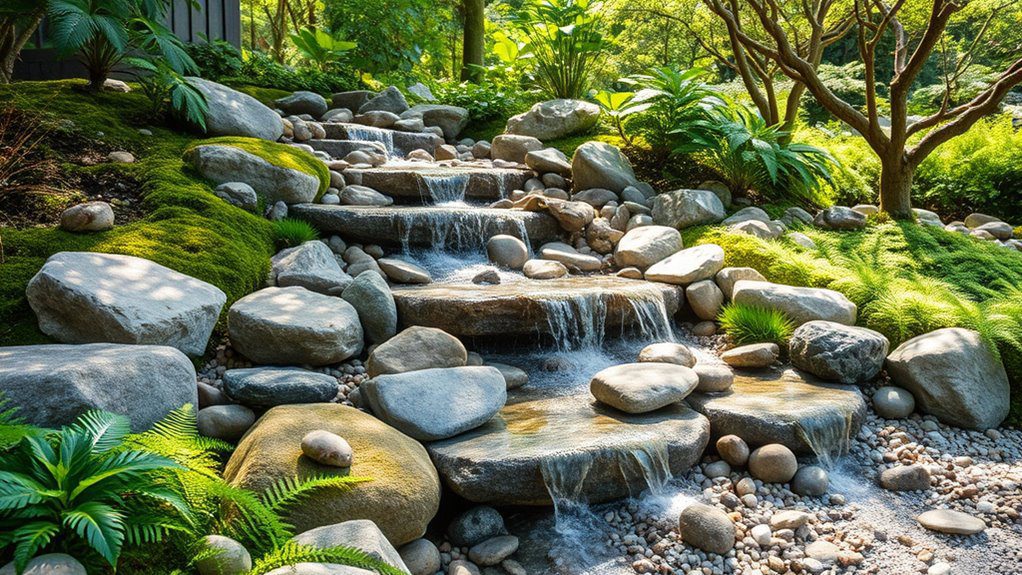 dry waterfall enhances aesthetics