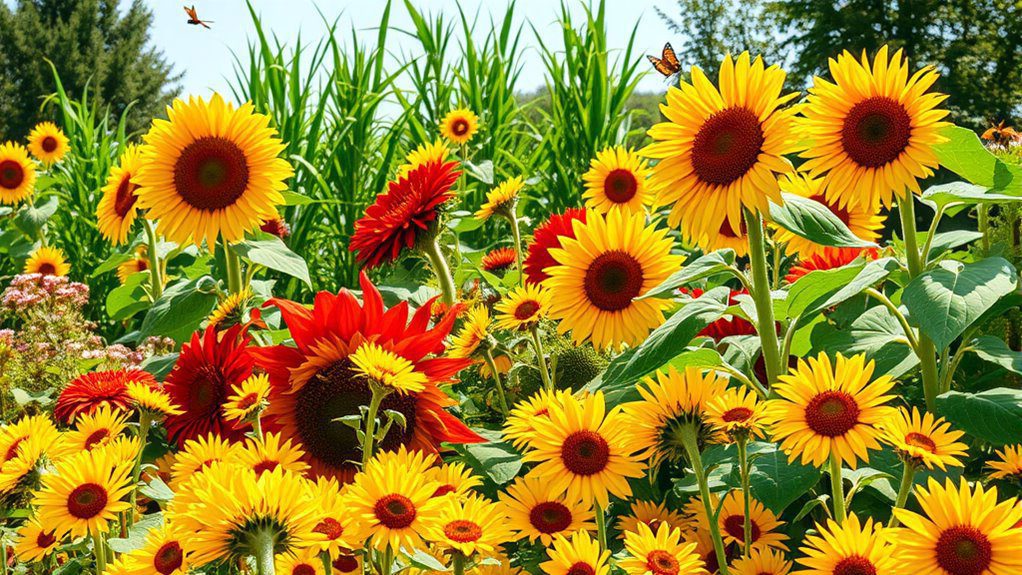 dynamic sunflower garden arrangement