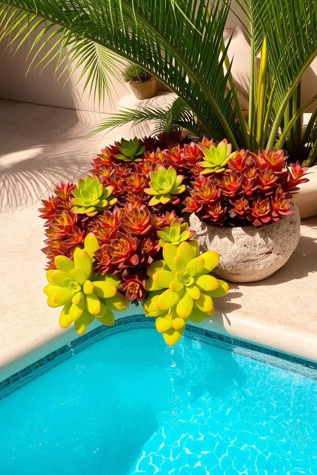 easy care colorful pool plants