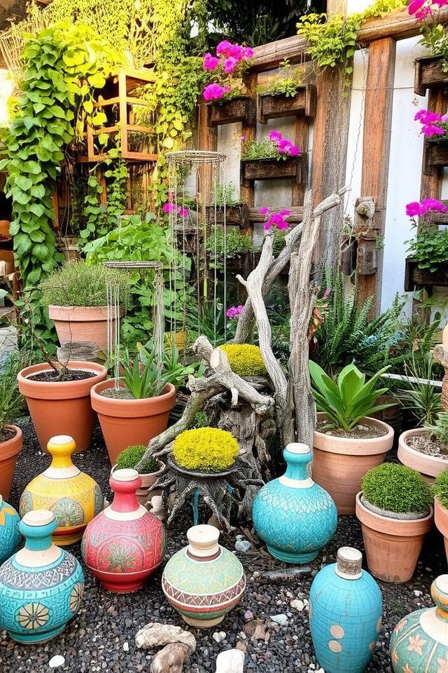 eclectic textured garden art