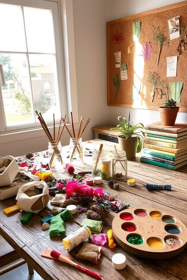 eco friendly crafting materials station