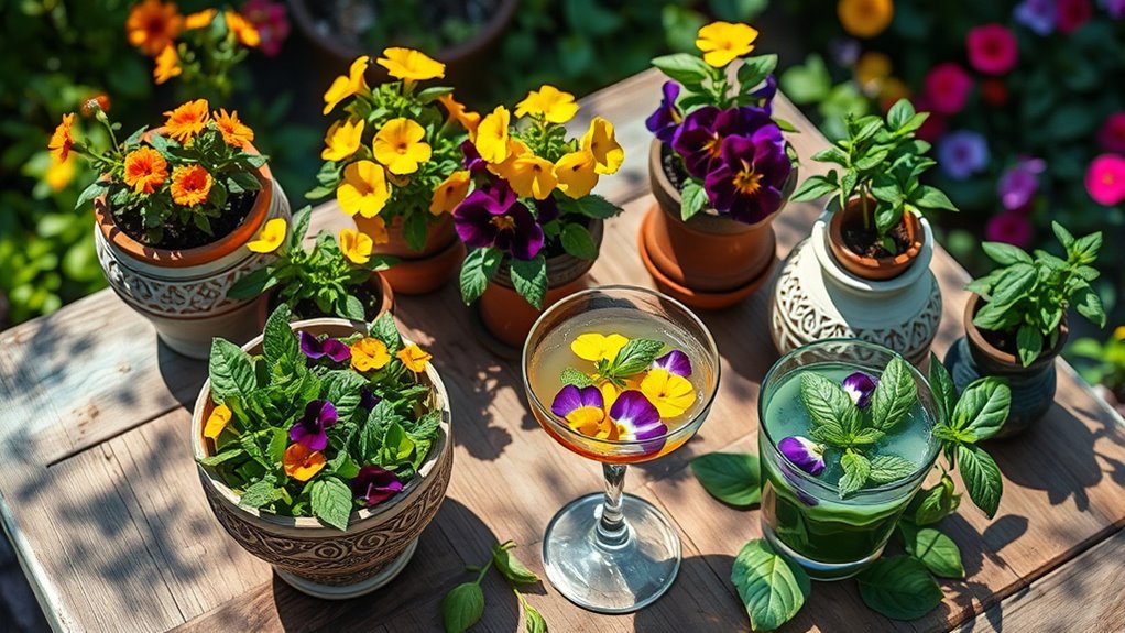 edible flowers in pots