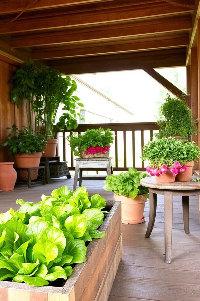 edible plants beneath deck