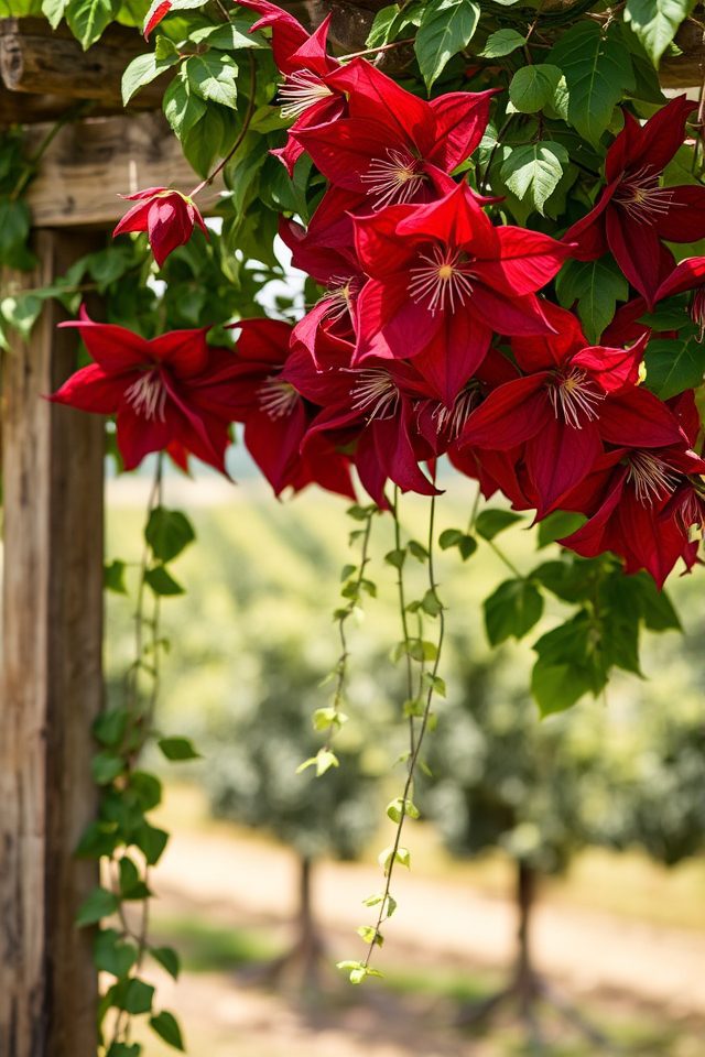 elegant climbing clematis blooms