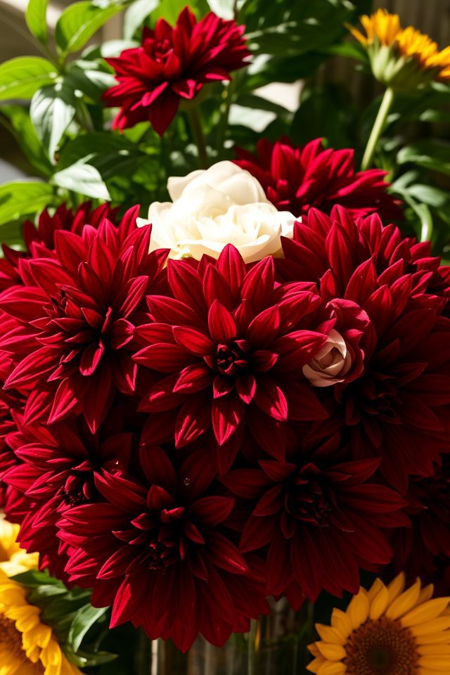 elegant deep burgundy dahlias