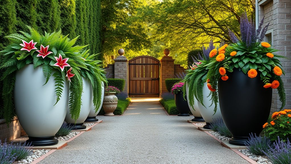 elegant driveway plant arrangements