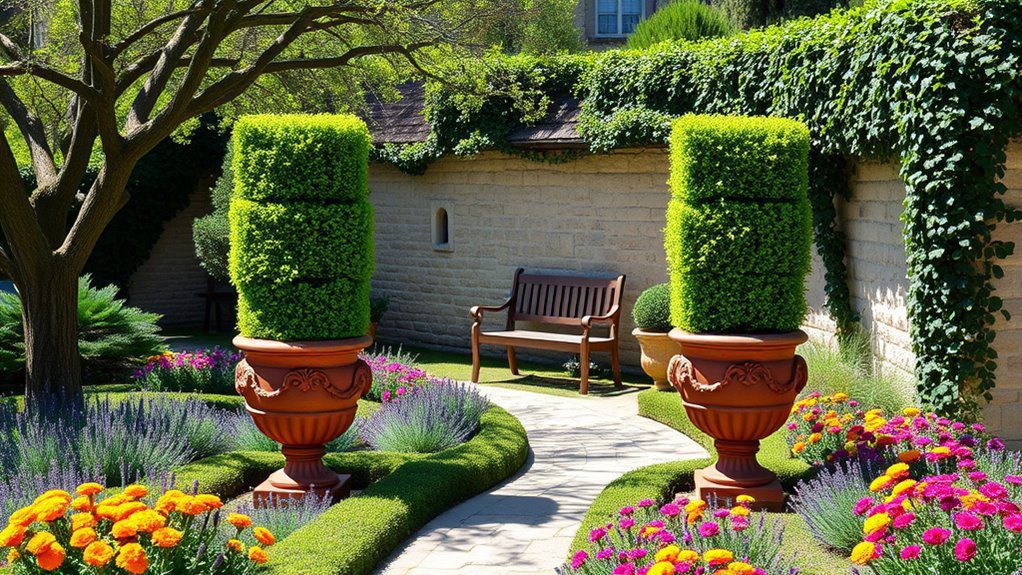 elegant geometric topiary displays