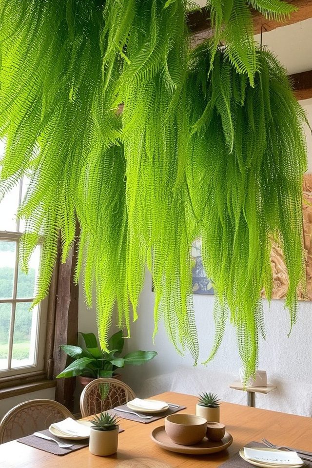 elegant low maintenance hanging ferns