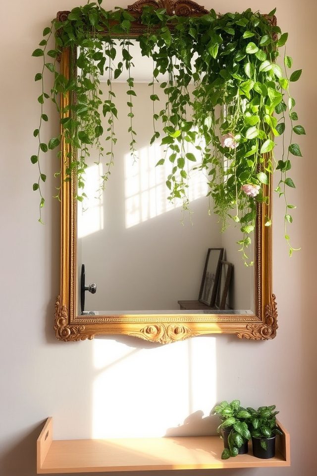 elegant mirror with greenery