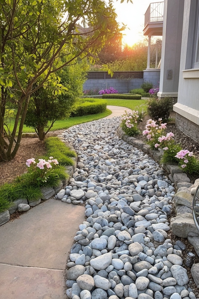 elegant pebble pathways enhance