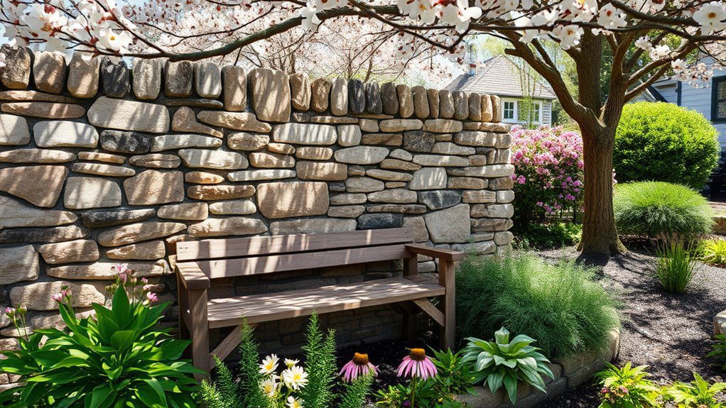 elegant privacy with stone