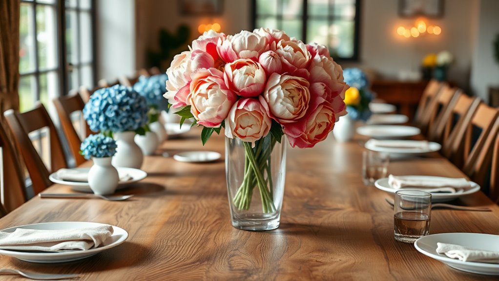 elegant vases with flowers
