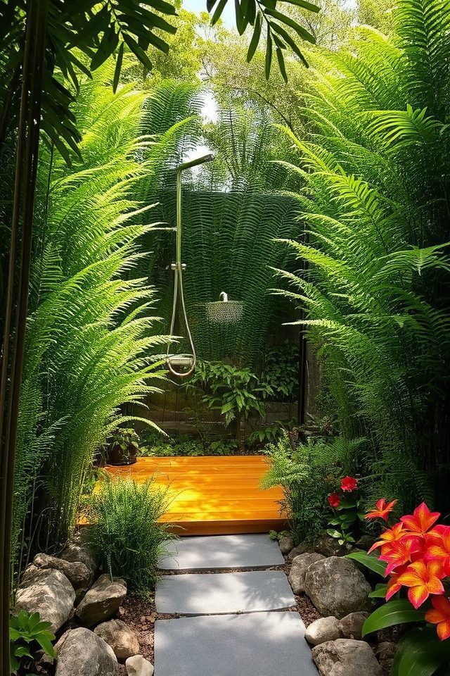 elevate garden with outdoor shower