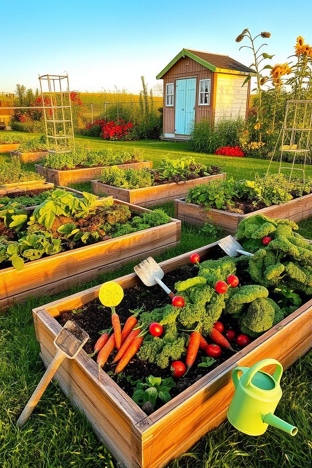 elevated organized vegetable gardening