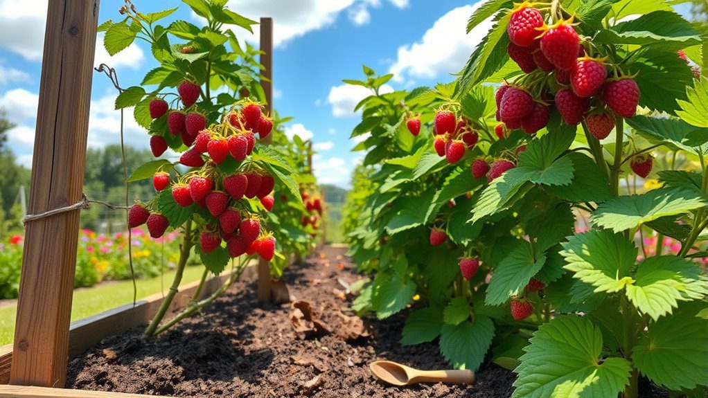 elevated raspberry growing bed