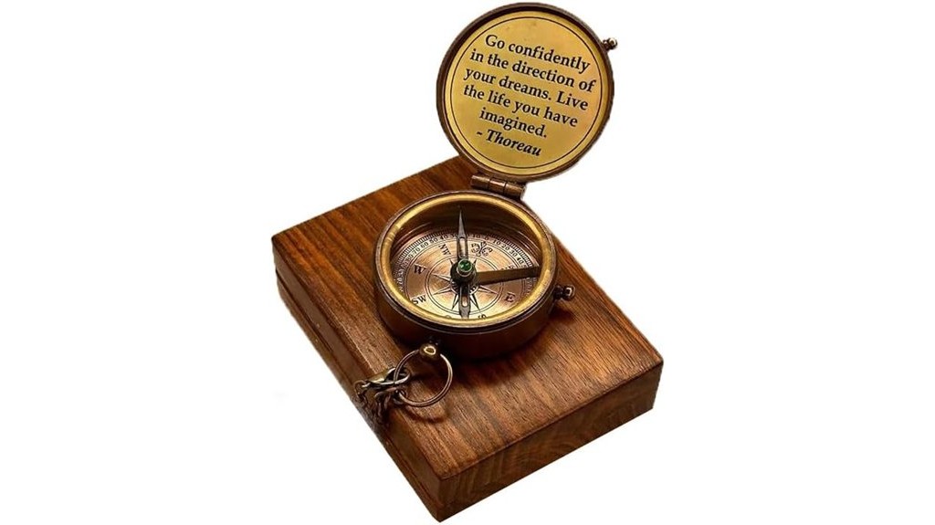 engraved brass compass box