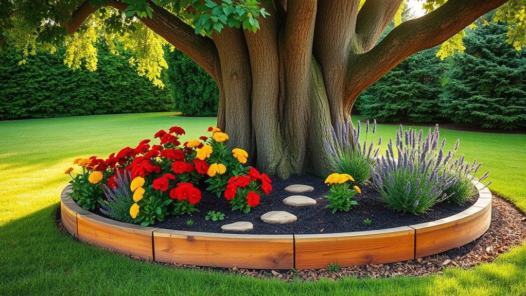 enhanced tree flower bed